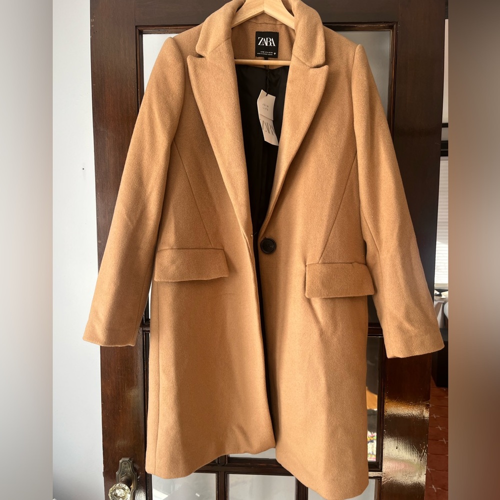 NWT Zara Camel Wool Blend Coat